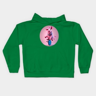 Happy Rhino on a unicycle Kids Hoodie